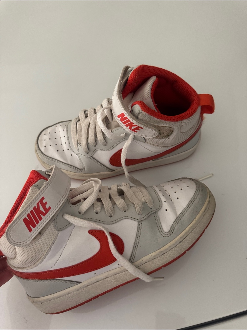 Nike White and Red Mid-Top Sneakers with Strap - Picture 2 of 4